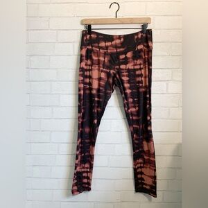 Hot Kiss Stretchy Tie-Dye Leggings - Black & Coral Pink